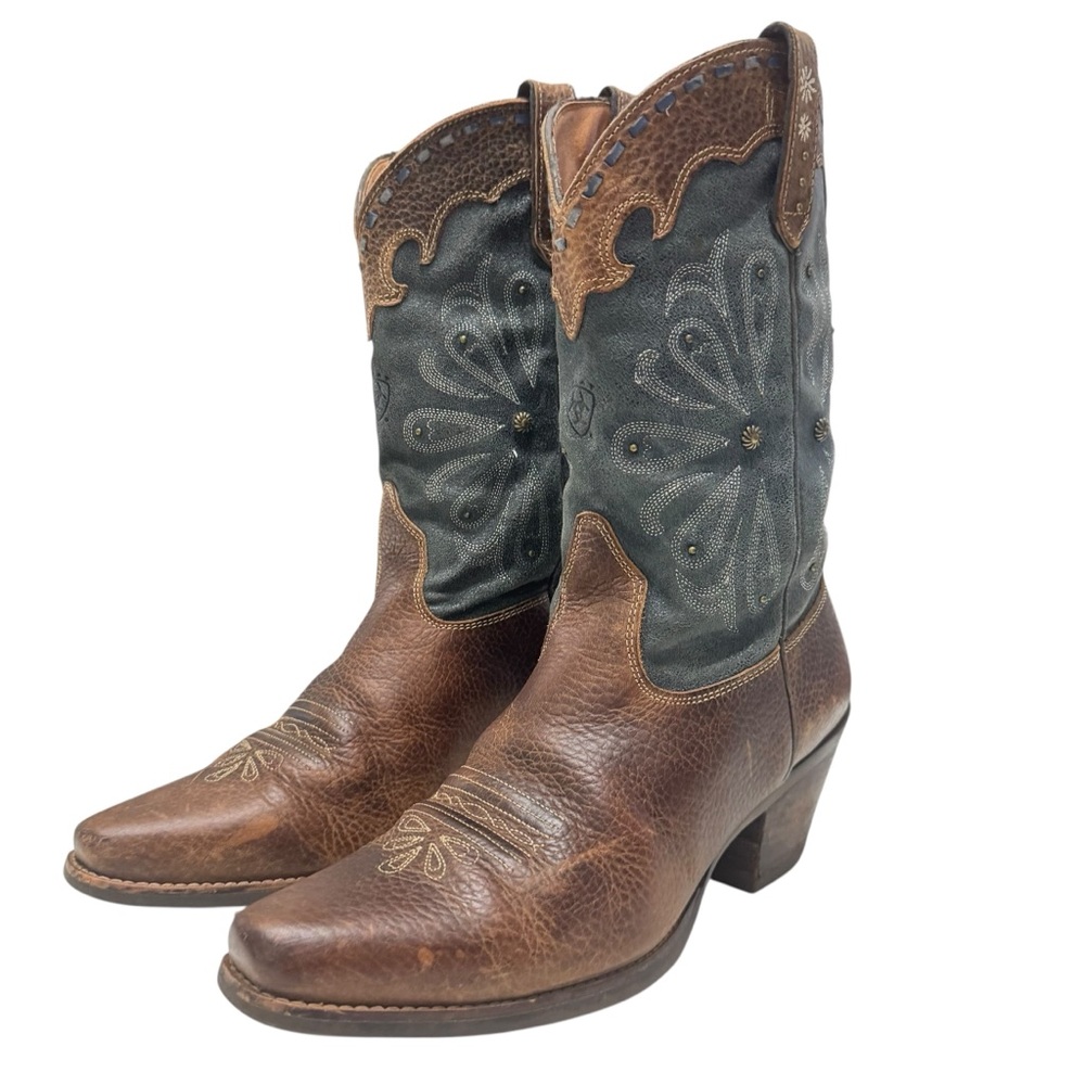 ARIAT Women’s Daisy Western Boots Brown Oiled Rowdy/Midnight blue 97755 Size 10B